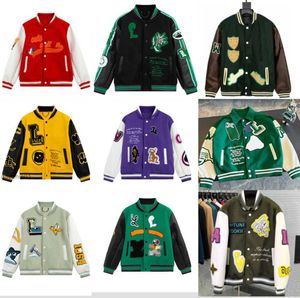 23 Massaal Lederen Mouwen Baseball Jas Uniform Luxe Jas Single Breasted Warme Koppels Vrouwen Mannen Varsity Jassen Designer