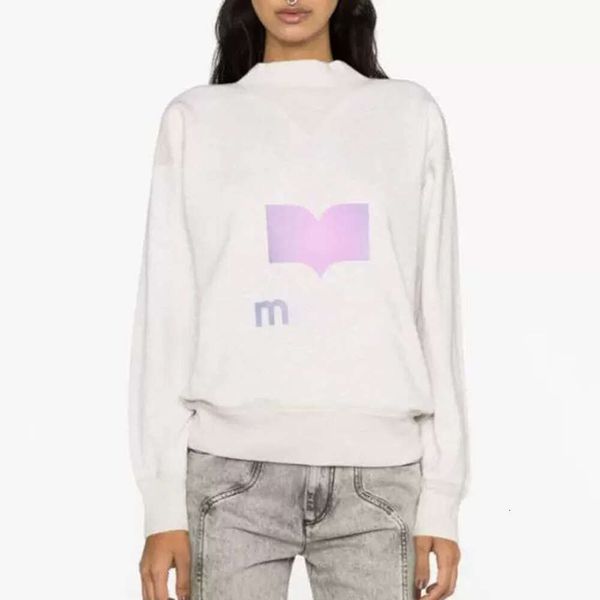 23 Français Automne Isabel Marants Nouveau pull de mode estampé lettre réfléchissante imprimé triangle cou sweat à manches longues cerceau pull