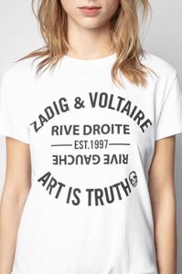 Zadig Voltaire ontwerper Klassiek mode t-shirt klassieke letter bedrukt puur katoen split dames puur katoen korte mouw T-shirtt shirt tops oversized polo's