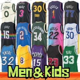 23 James Stephen 30 Curry Doncic Basketball Pippen Men Kids Jerseys Booker Giannis Embiid 32 Shaquille Bird 15 Vince Carter Morant Shirts Youth Boys New Retro