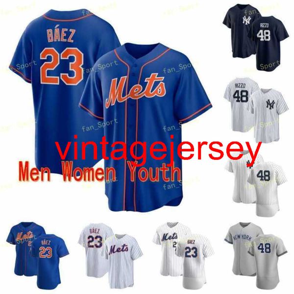 23 Javier Bez Baez Baseball Jerseys 48 Anthony Rizzo Flexbase Cool Base Team Bleu Blanc Rouge Gris Gris Hommes Femmes Jeunesse