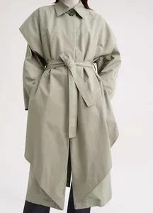 Ceinture amovible 23-Jigan Toteme avec silhouette superposée de coton, cuivre, fibre d'ammoniac, extension de taille, trench-coat mi-long pour femme
