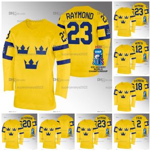 23 Lucas Raymond Sweden Hockey 2023 IIHF Wereldkampioenschap Jerseys 2 Christian Folin 12 Patrik Nemeth 18 Dennis Everberg 20 Andre Petersson Mens Jeugd dames