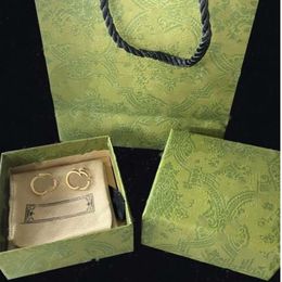 23 aretes de oro de lujo de diseñador para mujer, joyería con letras de aro con caja, conjunto de regalo de San Valentín y compromiso