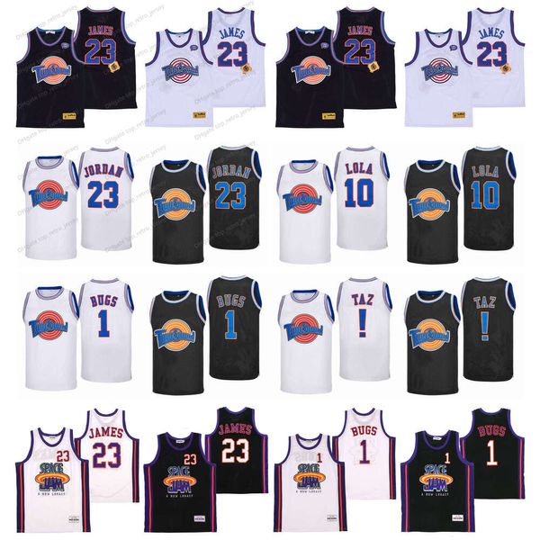 23 Michael Jor Dan Space Jam Movie Tune Squad Basketball Jersey LeBron James Shirt Taz Lola Bunny Bugs Bunny Black White Size S-xxl