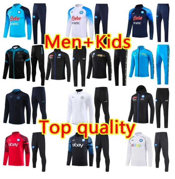 23 Napoli TrackSuit Maillot de football 22 23 24 Survêtements de football Demi-pull Veste à manches longues Kit enfants SSC Naples AE7 D10S Costume d'entraînement Train Tuta Chandal Jogging