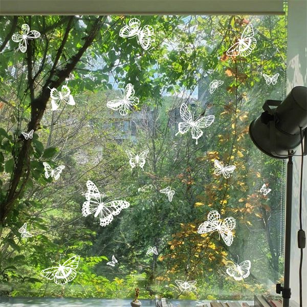 Pegatinas de mariposas para decoración de ventanas de techo, vinilo estático, calcomanía de mariposa blanca, puerta de cristal, decoración de pared para habitación del hogar, 23 Uds.