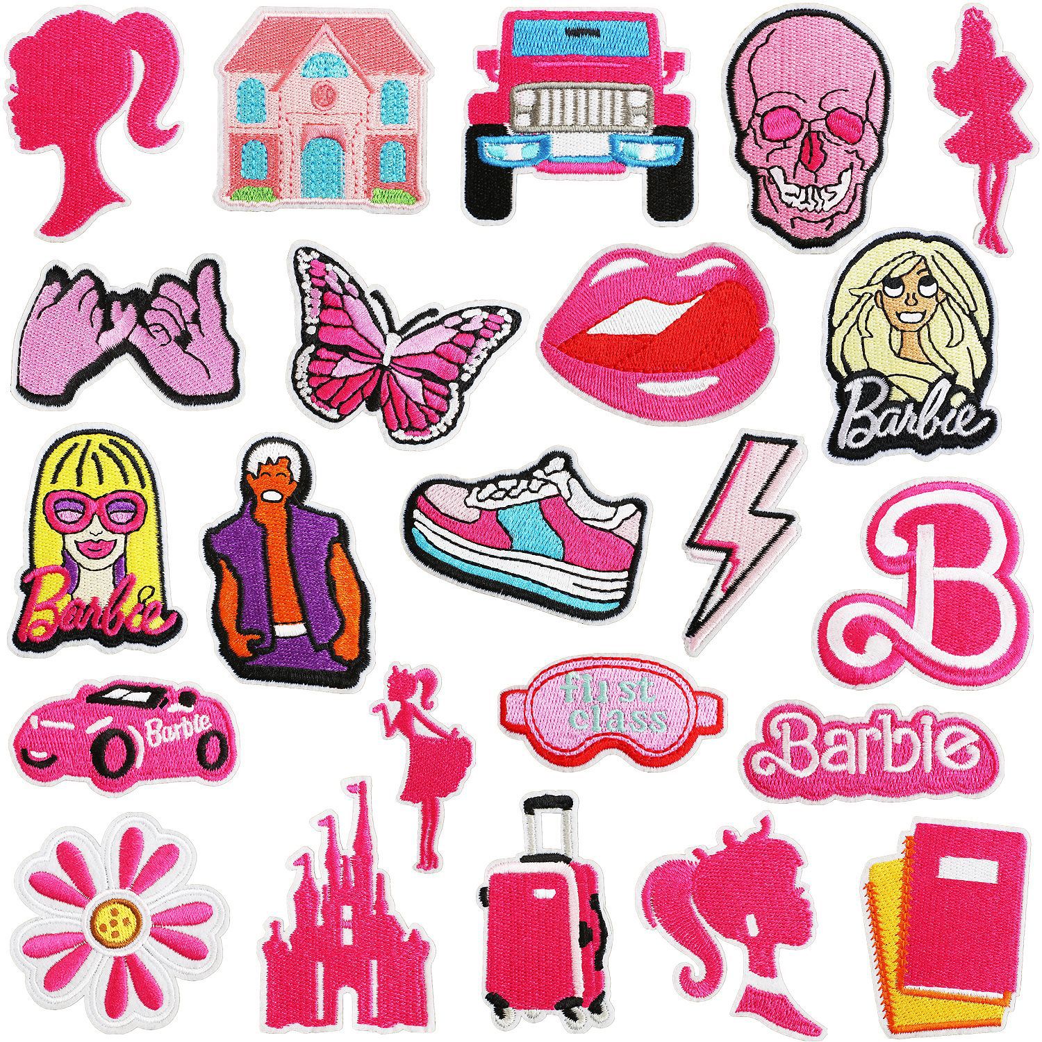 23 Pieces Girls Iron on Patches for Clothing Jackets Assorted Size DIY Sew Pink Castle Embroidered Applique Decorative Repair Patch
