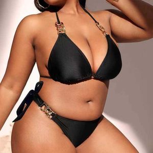 23 Sexy einfarbiger Bikini Push-Up für Damen in Übergröße, dicke Frau