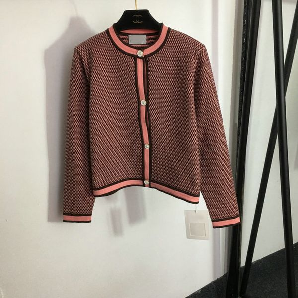 23 primavera y verano nueva chaqueta de punto de color francés de alta calidad cuello redondo chaqueta de manga larga corta delgada