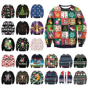 Sweat à capuche de noël pour femmes, 23 styles, polaire à manches longues, pull d'élan de noël, col rond, vêtements amples, 259w8700634