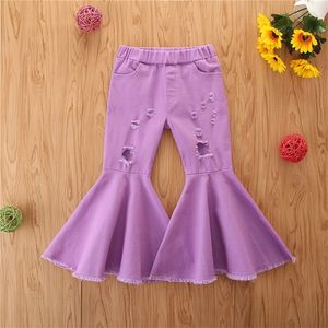 23 Styles Kinderen Girls jeans peuter baby kinderen meisjes kleding belt bodem gat gescheurde ruches flare spijkerbroek broek broek broek 1317 b3