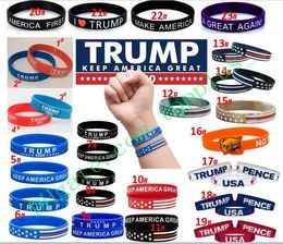 23 Styles Trump maken Amerika Great Again Letter Silicone Rubber Blacelet Trump Supporters Polsband Armbanden basketbalarmband