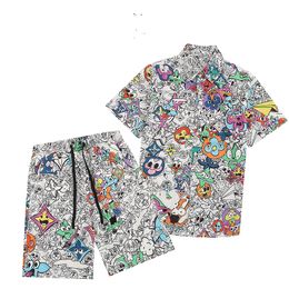 23 moda de verano Chándales para hombre Hawaii pantalones de playa conjunto camisas de diseñador Camisa de ocio floral hombre slim fit la junta directiva manga corta playas cortas 888