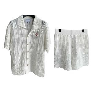 23 Pantalones cortos casuales de diseñador para hombres de verano Pantalones cortos de manga corta de punto de ganchillo de algodón puro para hombres y mujeres
