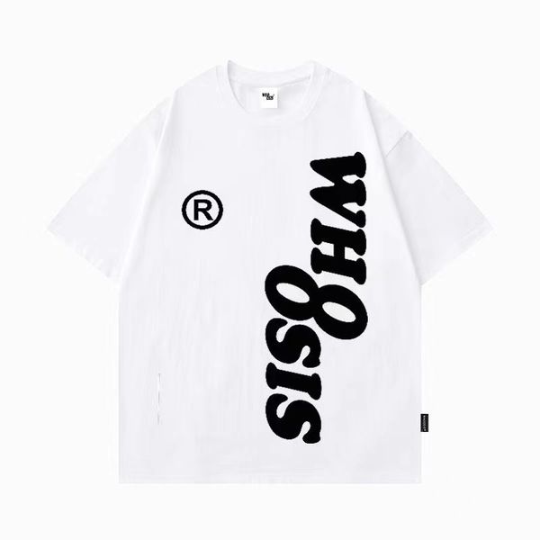 23 WHOOSIS hommes t-shirts hommes chemise designer chemise été pur coton imprimé manches courtes, série de noms inconnus couple à la mode vêtements de rue