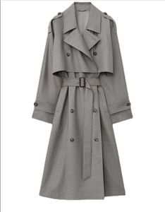 23 invierno minimalista clásico t otem nuevo gris de gama alta cortavientos de longitud media chaqueta adelgazante de moda suelta y perezosa