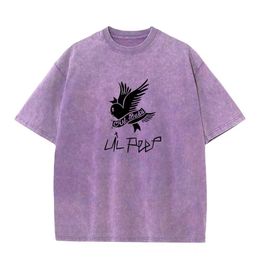 230g Camiseta de algodón puro Vintage Lil Lil Peep Cry Baby Y2K American Womens Summer Hip Hop Harajuku 240422