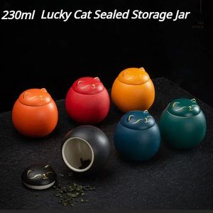 230 ml Creative Lucky Cat Verzegelde Opslag Keramische Pot Handig Reizen Theebus Box Container Keuken Theewaar Levert 240119