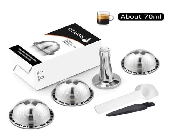 Capsules de café réutilisables de 230ML, pour Nespresso Vertuoline, filtre rechargeable en acier inoxydable avec mousseur à lait 211028288S7091798