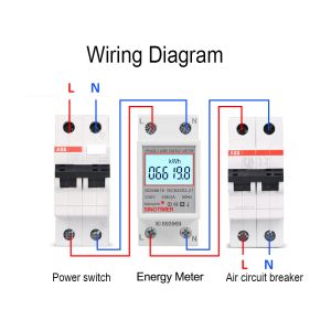 230V 5 (80) Una sola fase Wattmeter LCD Voltaje de retroiluminación Voltaje de corriente Medidor de potencia KWH Medidor de energía Monte de riel DIN