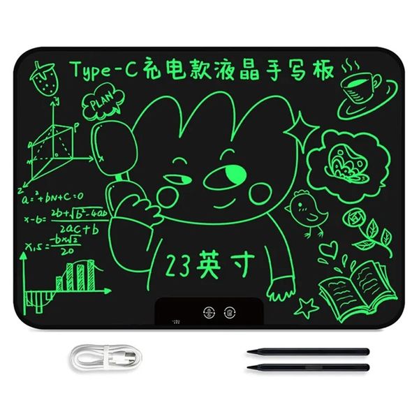 Tableta de escritura LCD de 230X 23 pulgadas para niños, tablero de graffiti con 2 bolígrafos, tableta de dibujo electrónica, almohadillas de dibujo, tablero de aprendizaje, juguete educativo