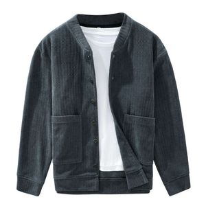 2322 Chaqueta cárdigan de punto lavable a máquina para hombre, chaqueta de textura versátil informal coreana para primavera y otoño