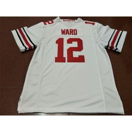 2324 #12 Denzel Ward Ohio State Buckeyes College Jersey wit rood zwart Gepersonaliseerde S-4XLor aangepaste naam of nummer jersey