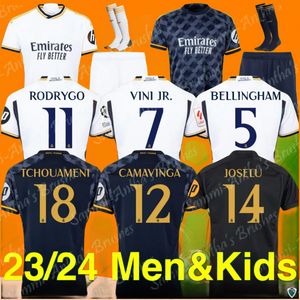 2324 Bellingham Vini Jr Soccer Jerseys Mbappe Tchouameni 2023 2024 Voetbalshirt Real Madrids HP Camavinga Rodrygo Modric Men Kids Kit Uniformen Fans speler