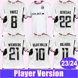 2324 Colo Player Version Herren-Fußballtrikots BOLADOS PAVEZ PALACIOS GIL FUENTES CASTILLO FALCON Home Weiße Fußballtrikots Kurzarm