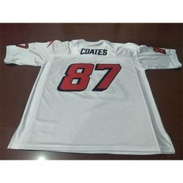 2324 Custom #87 Ben Coates Game Worn RETRO Jersey 1990 met Team 2324 College Jersey maat S-4XL of aangepaste naam of nummer jersey