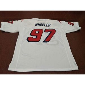 2324 Custom #97 MARK WHEELER Game Worn RETRO Jersey met Team 2324 College Jersey maat S-4XL of aangepaste naam of nummer jersey