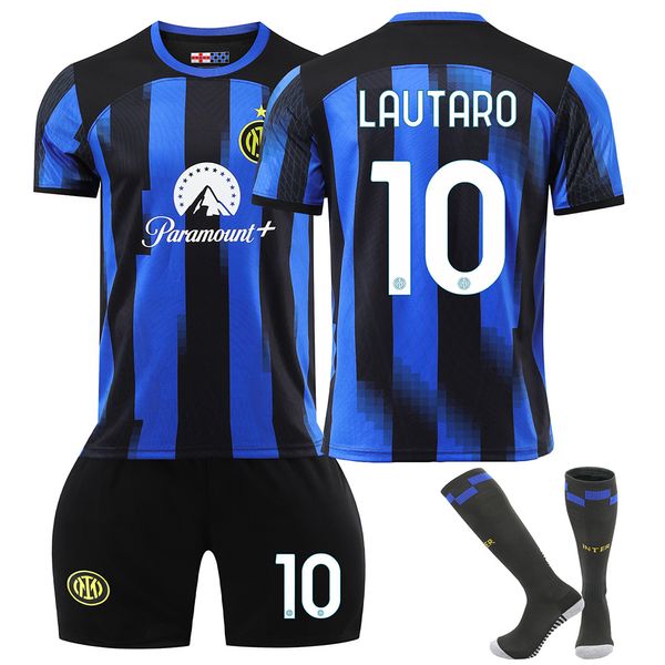 2324 Camisetas de fútbol del Inter Home 10 Lautaro Kit 9 Zeke 90 Lukaku Camiseta para niños