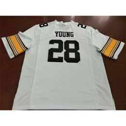 2324 Iowa Hawkeyes Toren Young #28 echte volledige borduurwerk College Jersey maat S-4XL of aangepaste naam of nummer jersey