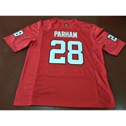 2324 NC State Wolfpack Dylan Parham #28 echte volledige borduurwerk College Jersey maat S-4XL of aangepaste naam of nummer jersey