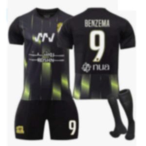 2324 Nieuwe Jeddah United Away 9 Benzema maat 7 Kanter Childrens Set Breathable Football Jersey