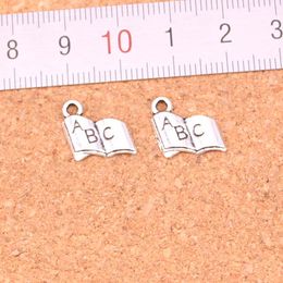 233pcs Charms geopend boek ABC Antieke verzilverde hangers maken DIY handgemaakte Tibetaanse zilveren sieraden 11*11 mm