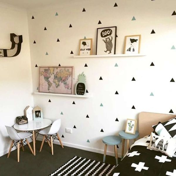 Autocollants muraux Triangles colorés, 234 pièces, pour chambre d'enfants, Style nordique créatif, Art mural Opaque en vinyle Pvc, décoration de salle de bains