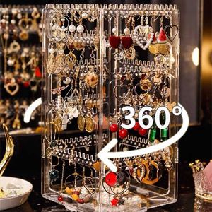 236 trous rotatifs boîte à bijoux transparente boucles d'oreilles présentoir organisateur grande capacité bracelet collier stockage 211102