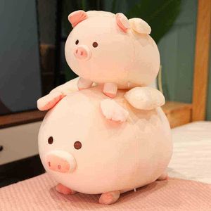 2375 cm Poupée en peluche piggy jouet avec aile animal soft peshie oreiller pour les enfants cochon squishy bébé cadeau d'anniversaire réconfortant J220729