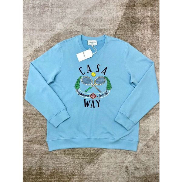 23AW Casablanc Nuevo diseñador Sudadera con capucha Tendencia de moda Algodón Tenis Fila Letra Imprimir Hombres y mujeres Versátil Cuello redondo Jersey suelto Suéter con capucha Tops