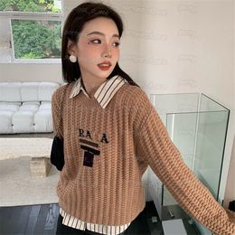 23AW Letras Suéteres para mujer Vintage Manga larga Jumper INS Moda Street Style Suéter Marca de lujo Suéter de punto Suéter