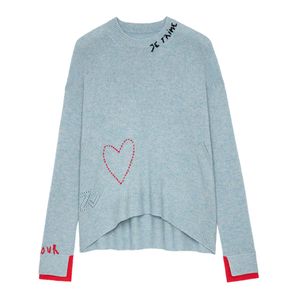 23AW Zadig Voltaire Pull Femmes Designer De Mode Chandails Classiques Nouveau Zadigs haut Broderie À La Main Crochet Cachemire Tricots Laine Pull Jumper Polo