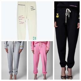 23AW Pantalon femme Zadig Voltaire français ZV lettre broderie pantalon de survêtement de créateur intérieur brossé pantalon de sport femme