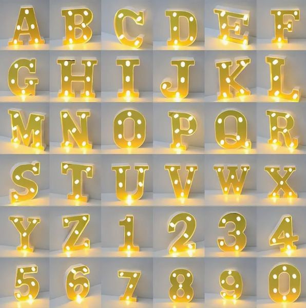 Lumières de chapiteau à LED avec chiffres et lettres de l'alphabet de 23 cm, chiffres de lettres lumineuses décoratives personnalisables
