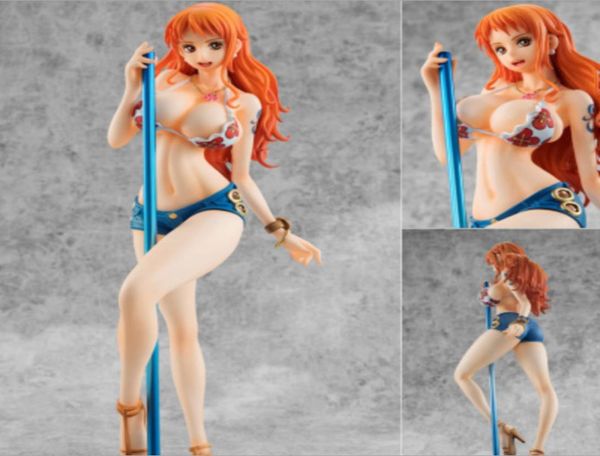 Traje de baño de una pieza de Anime de 23CM, tubo de acero, baile, Nami, juguete de figura de PVC, modelo de muñeca para regalo de Navidad 8858912