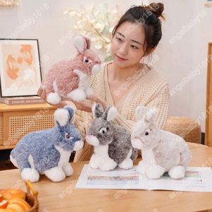 23 cm mignon lapin moelleux jouets en peluche réaliste lièvre Animal en peluche poupée pour enfants enfants doux oreiller beau cadeau d'anniversaire