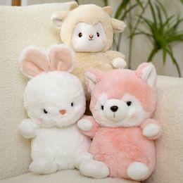 Peluche mouton lapin renard 23cm, jouets mignons, poupées d'animaux, oreiller réconfortant en peluche pour bébé, cadeaux d'anniversaire pour bébé