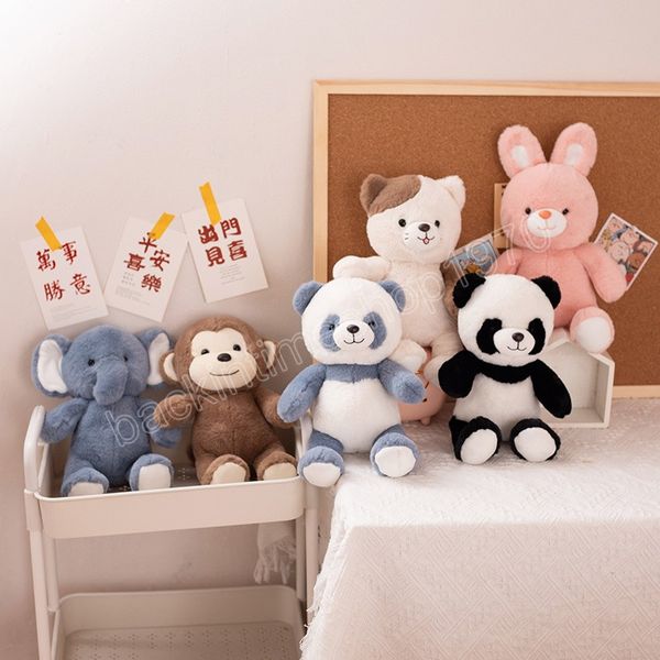 Animal en peluche Kawaii de 23cm, chat mignon, singe, lapin, Panda, ours, jouet doux, dessin animé, éléphant, poupée en peluche, cadeau pour bébé