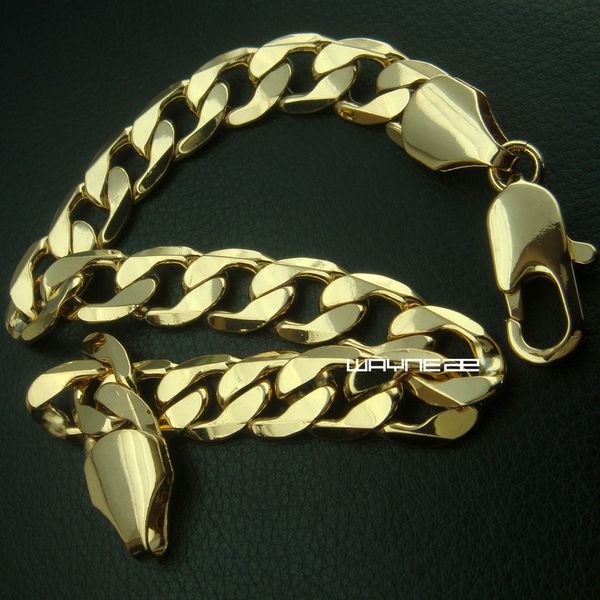 23 cm de longueur; 9 mm de largeur de bande Bracelet pour homme rempli d'or 18 carats b161